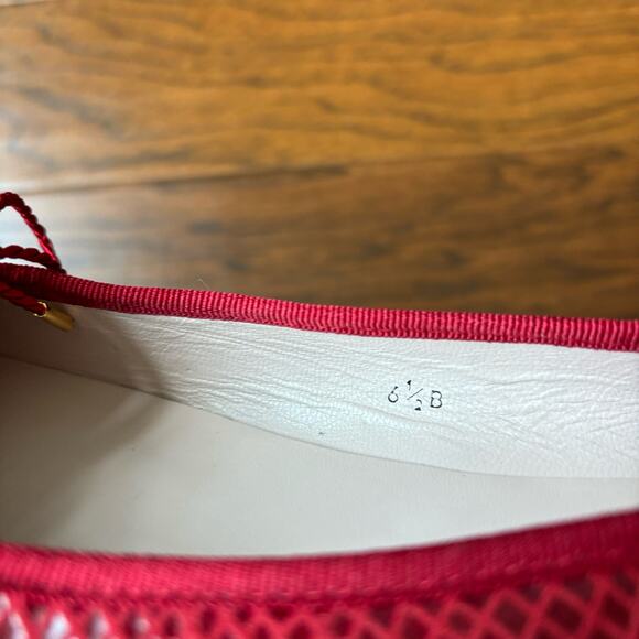 EUC Paul Meyer Attitudes Red Square Toe Ballet Flats Bow Sz 6.5B - Picture 5 of 5